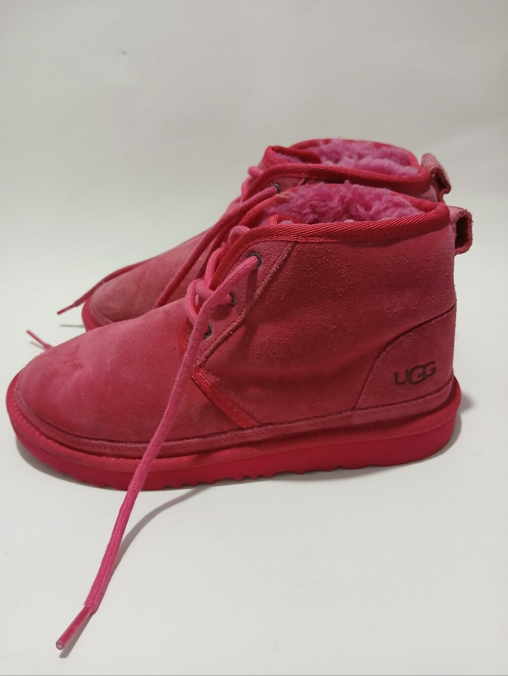 UGG Kids Hot Pink Suede Lace-Up Boots Size 4